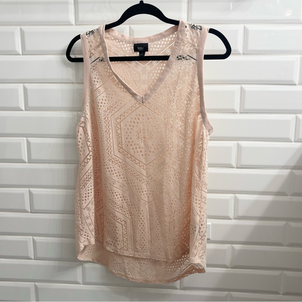 Mossimo Women’s Blush Patterned Sheer V-Neck Tank Top